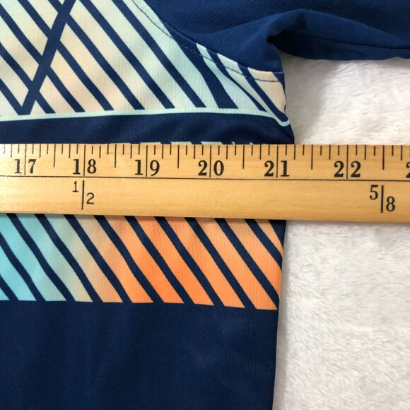 Oakley Polo Shirt Men’s Large Navy Blue Multi-Color Striped Short Sleeve - Picture 6 of 8